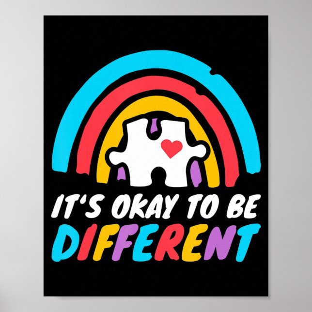 Affiche Sensibilisation sur l'autisme Puzzle pièce Rainbow (Devant)