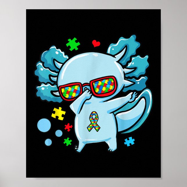 Affiche Sensibilisation sur l'autisme Puzzle Ruban Avec Ax (Devant)
