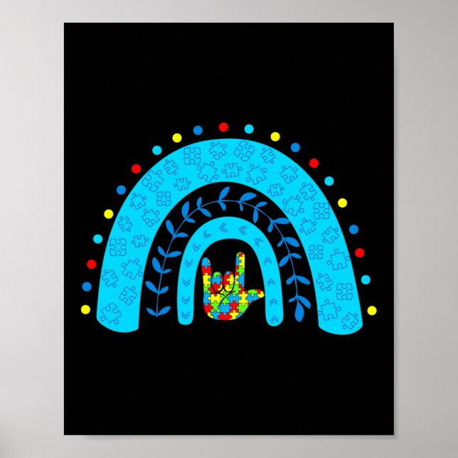 Affiche Sensibilisation sur l'autisme Rainbow Support Puzz (Devant)