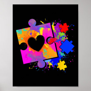Affiche Sensibilisation sur l'autisme Tie Dye Puzzle Pièce