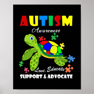 Affiche Sensibilisation sur l'autisme Turtles Puzzle Maman