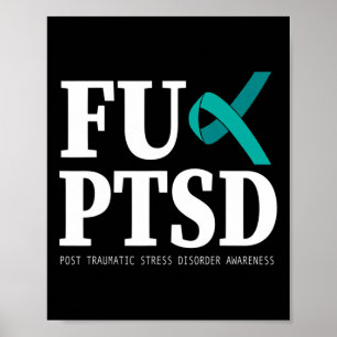 Affiche Sensibilisation turquoise au ruban Ptsd - Soutien 