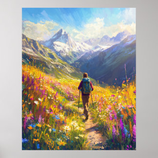 Affiche Sentier Alpin Ensolleillé — Randonnée Estivale Ins