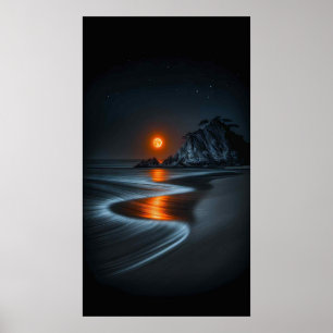 Affiche Sentier au Clair de Lune : Solitude de la Plage
