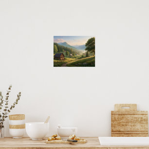 Affiche Sentier Charmant de Village de Printemps – Art de