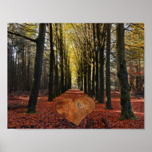 Affiche sentier d'automne forêt branche d'arbre route chem