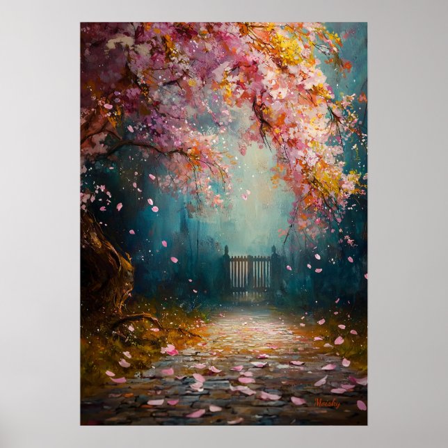 Affiche Sentier de Fleur Enchantée - Paysage Floral Mystiq (Devant)