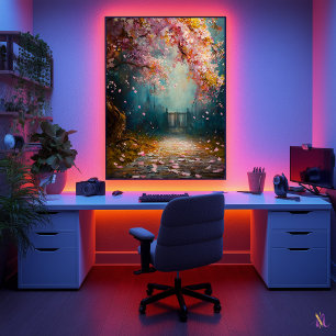 Affiche Sentier de Fleur Enchantée - Paysage Floral Mystiq