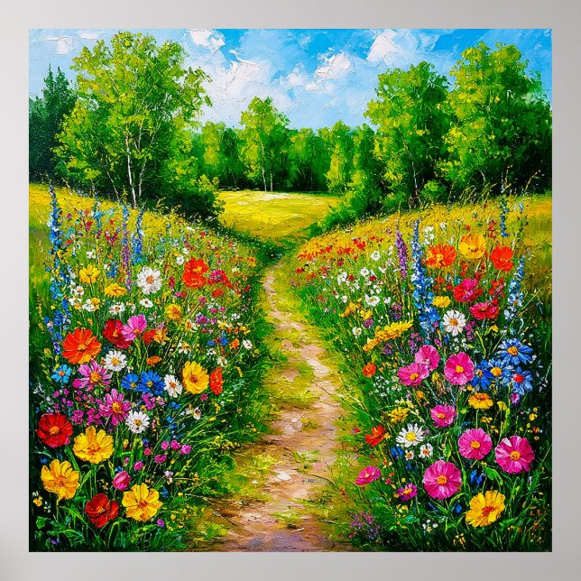 Affiche Sentier de fleurs sauvages à travers un été luxuri (Devant)