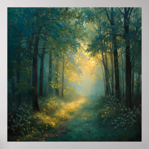 Affiche Sentier de la forêt dorée – Paysage artistique de