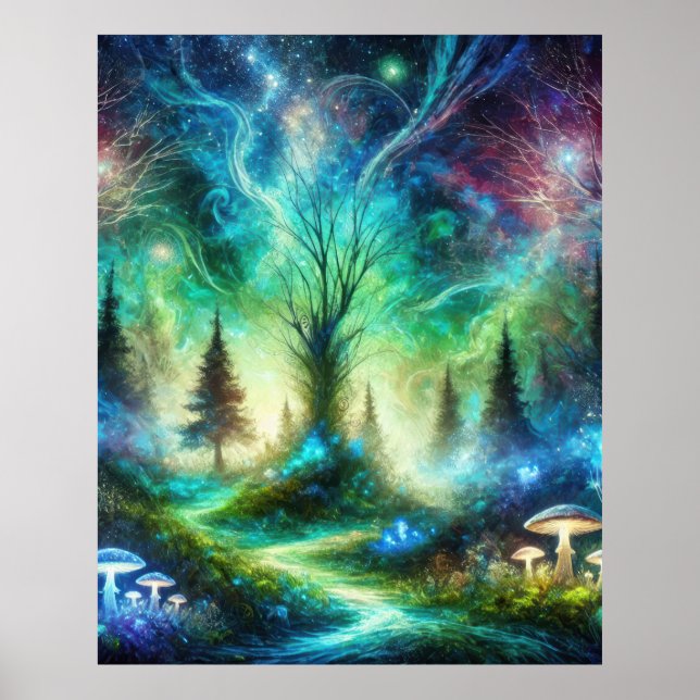 Affiche Sentier de la Forêt Enchantée Champignons Lumineux (Devant)