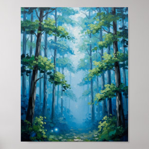 Affiche Sentier de la Forêt Enchantée : une peinture à l'h