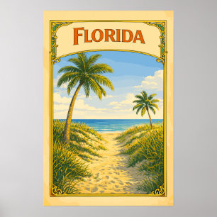 Affiche Sentier de plage de Floride vintage