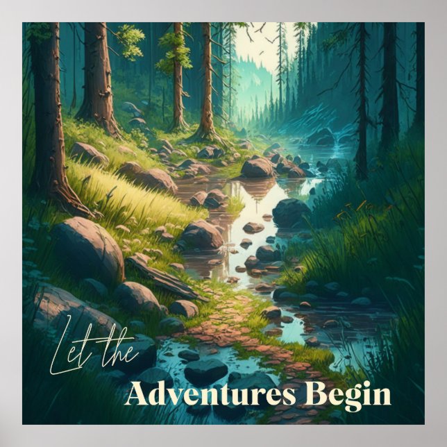 Affiche Sentier de randonnée de camping dans les bois | Ar (Devant)