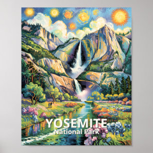 Affiche Sentier de randonnée de la cascade d'eau printaniè