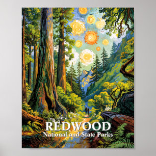 Affiche Sentier de randonnée personnalisé Van Gogh Redwood
