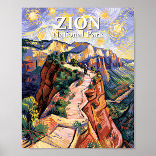 Affiche Sentier de randonnée Van Gogh Zion Angels Landing
