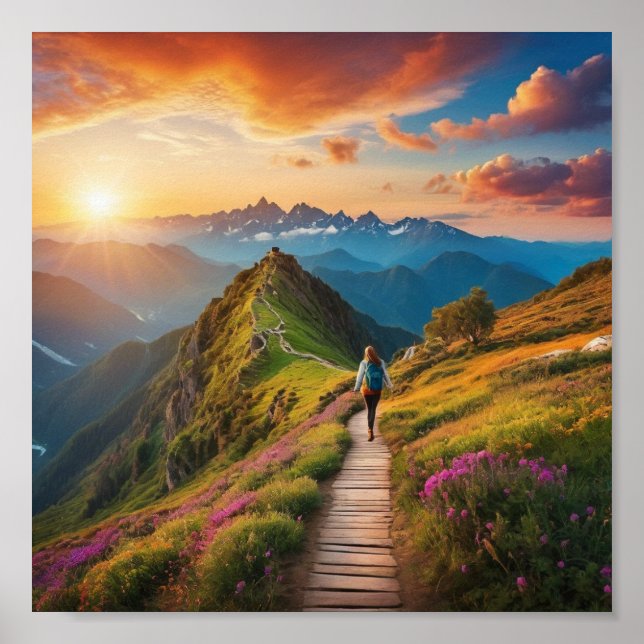 Affiche Sentier de randonnée vers la sérénité – Lever de s (Devant)