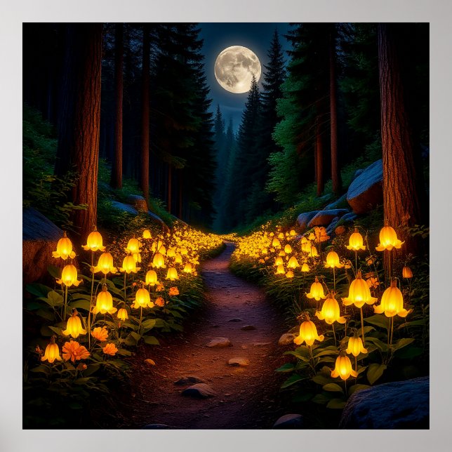 Affiche Sentier enchanté de la forêt au clair de lune (Devant)