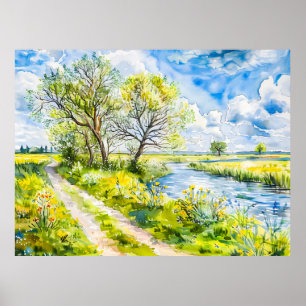 Affiche Sentier mmer au bord de la Havel en style aquarell
