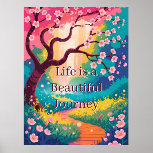 Affiche Sentier printanier vibrant sous les cerisiers en f