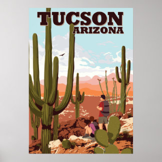 Affiche Sentiers de Randonnées Tucson de 28 po x 20 po