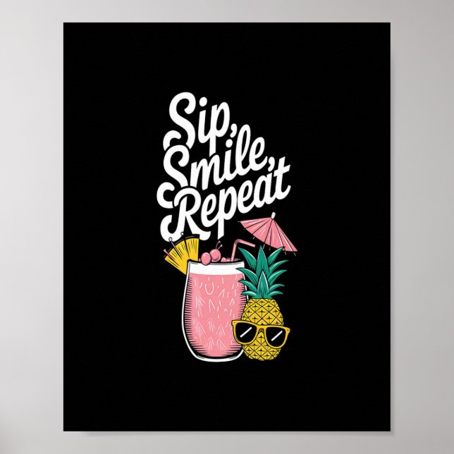 Affiche Sentiment d'île Sip Sourire Répéter Fun Ananas  (Devant)