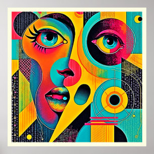 Affiche Sentiments Colorés : Visage Abstrait