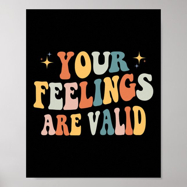 Affiche Sentiments sont valides Mignon Rétro Sensibilisati (Devant)
