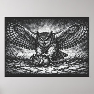 Affiche Sentinelle Hibou ailé par BurnsInHell