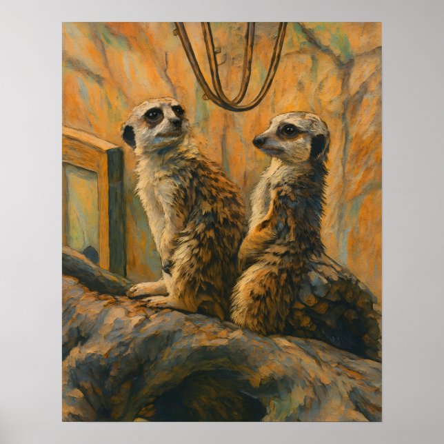 Affiche Sentinelles de douceur - Meerkat Pair sur Branche (Devant)