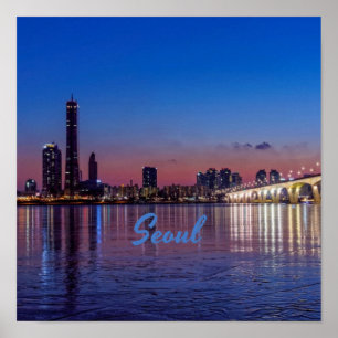Affiche Seoul, capitale de la Corée du Sud Skyline