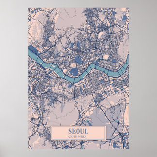 Affiche Séoul - Corée du Sud Breezy City Map