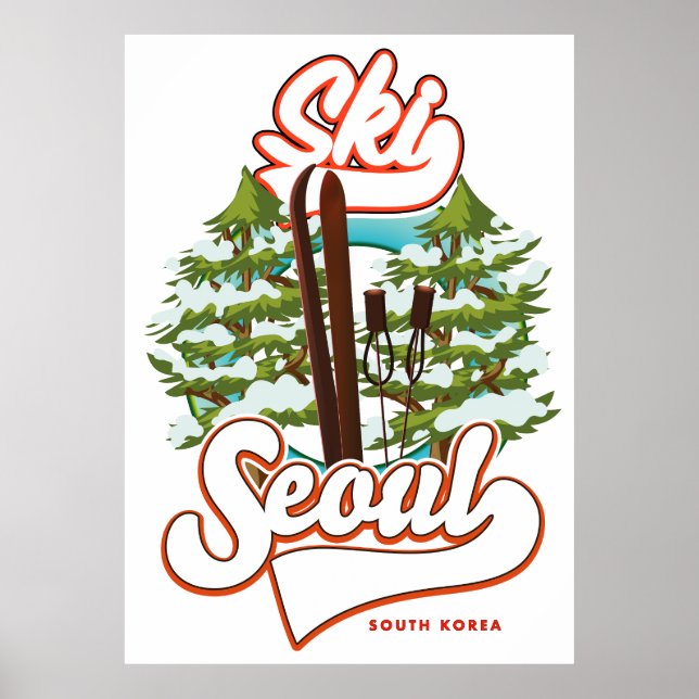 Affiche Séoul Corée du Sud Ski logo (Devant)