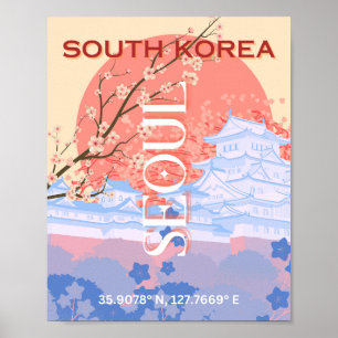 Affiche Séoul Corée du Sud Travel Art, Pastel