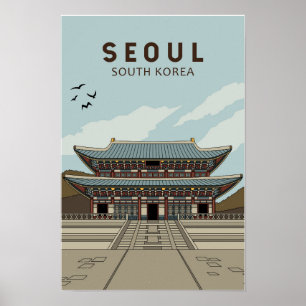 Affiche Séoul Corée du Sud Voyage Art Vintage