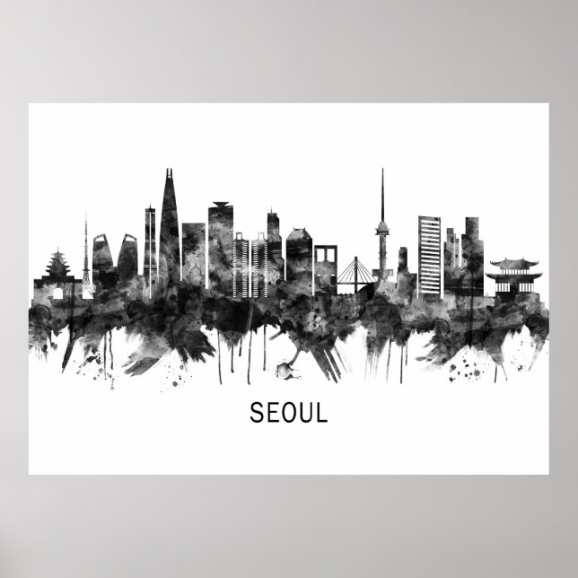 Affiche Seoul South Korea Skyline BW (Devant)