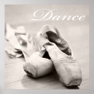 Affiche Sepia Ballet Slipper Pointe Shoes Dance Template