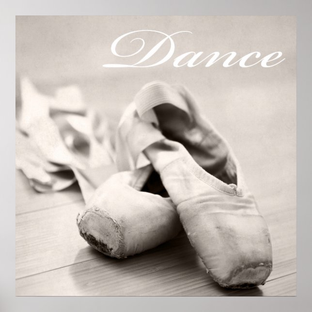 Affiche Sepia Ballet Slipper Pointe Shoes Dance Template (Devant)
