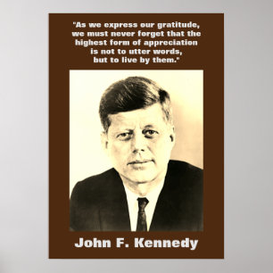 Affiche Sepia JFK John F. Kennedy Citation Motivationnelle