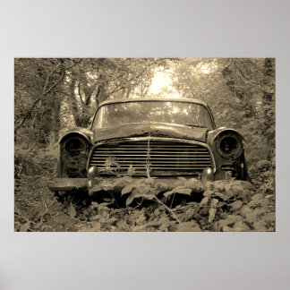 Affiche Sepia Photographie d'une vieille voiture classique