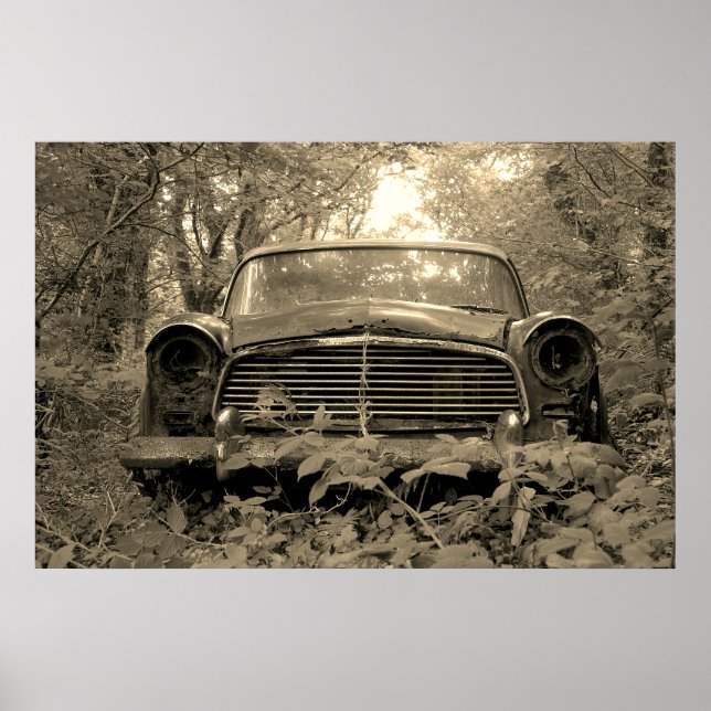 Affiche Sepia Photographie d'une vieille voiture classique (Devant)