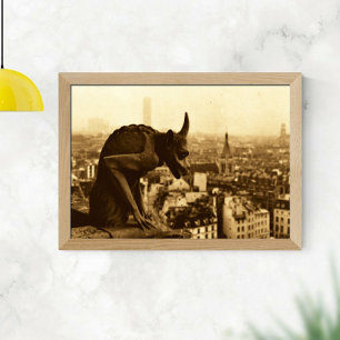 Affiche Sepia Pierre Vintage Paris Gargoyle Photo
