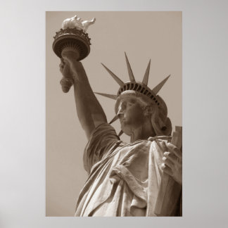 Affiche Sepia Statue Brown de la Liberté New York