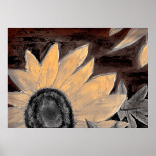 Affiche Sepia Tournesol peinture fine art moderne