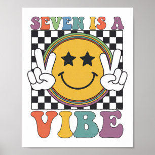 Affiche Sept ans est un 7e anniversaire Groovy Happy 7 Yea