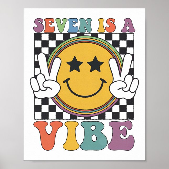 Affiche Sept ans est un 7e anniversaire Groovy Happy 7 Yea (Devant)