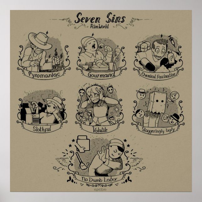 Affiche Sept Péchés De RimWorld (Devant)