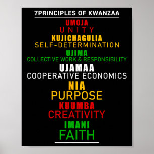 Affiche Sept Principes De Kwanzaa Christmas Afro-america