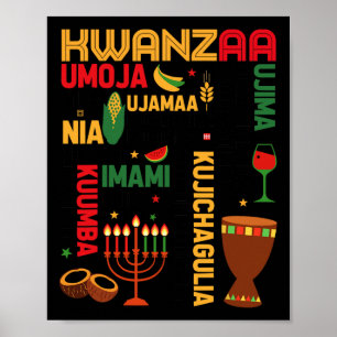 Affiche Sept Principes De Kwanzaa Fier Africain-Américain